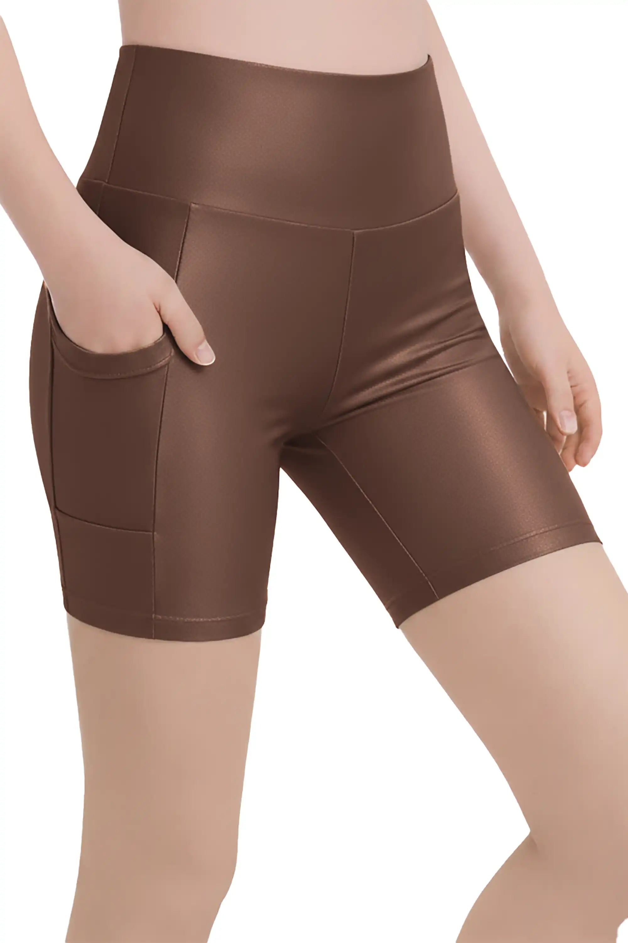 Lilax Girls Athletic Shorts with Pocket High Waisted Biker Shorts for Dance Yoga Gymnastics