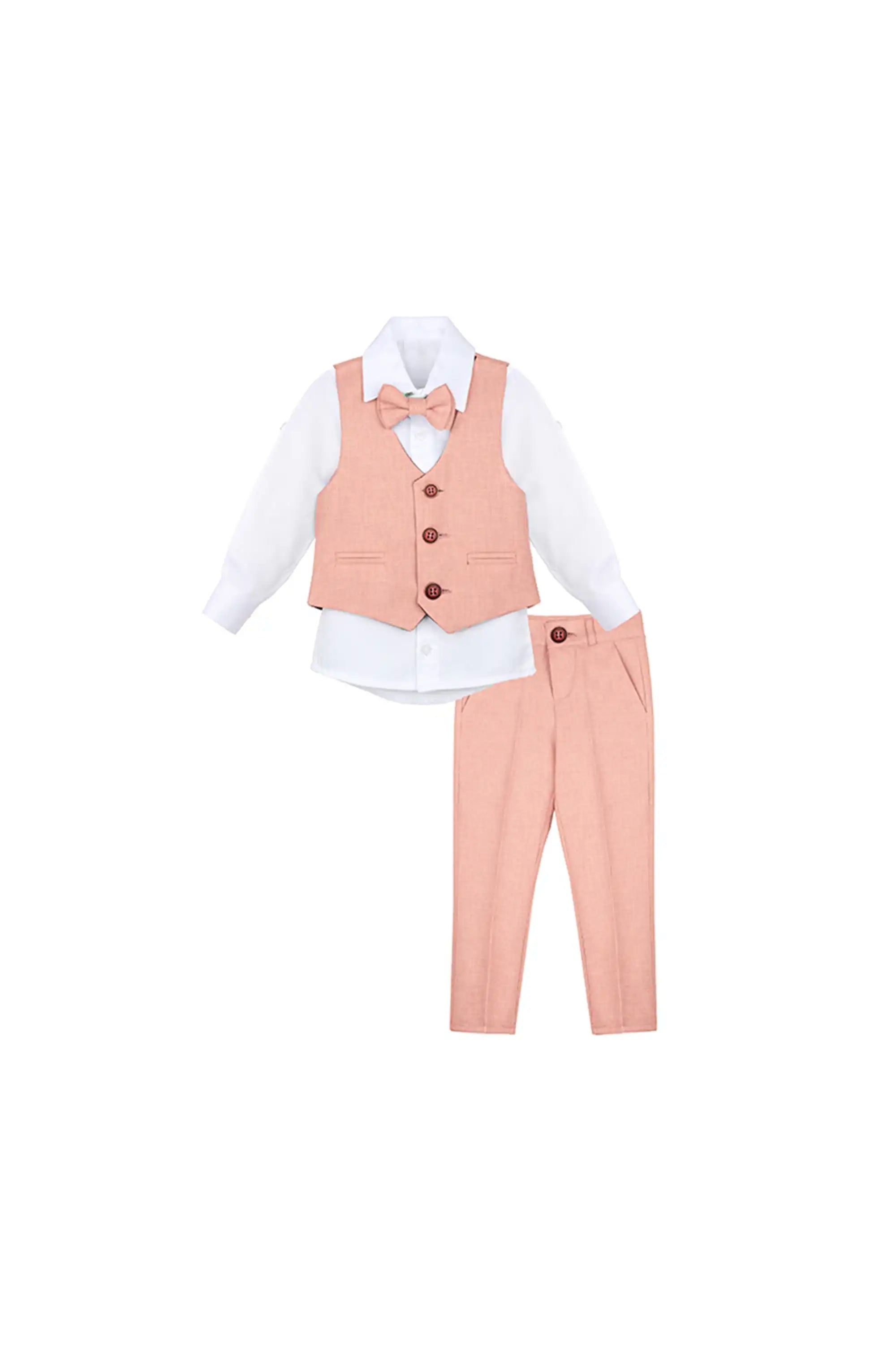 Boys Formal Suit 4 Piece Vest, Pants and Tie Dresswear Suit Set