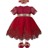 Baby Girl Newborn Lace Princess Wedding Party Dress Gown 4 Piece Deluxe Set