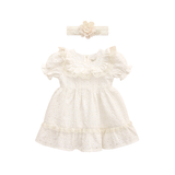 Baby 2-Piece Cotton Embroidered Lace Dress & Headband Set