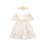 Baby 2-Piece Cotton Embroidered Lace Dress & Headband Set