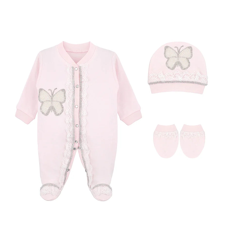 Jeweled Crown Layette Gift Set for Baby Girls: 3 Pieces