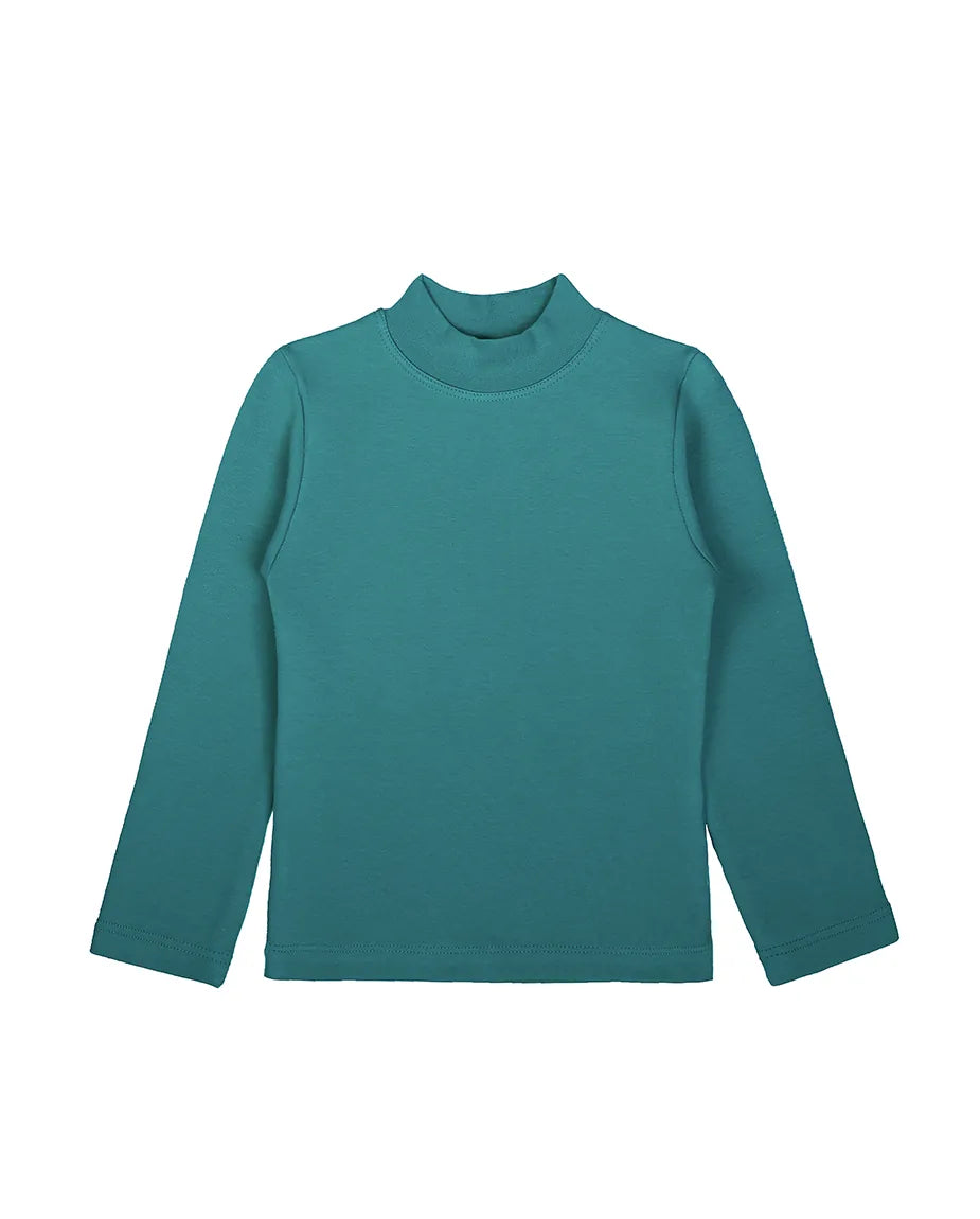 Toddler Cotton Long Sleeve Basic Mock-Neck T-Shirt