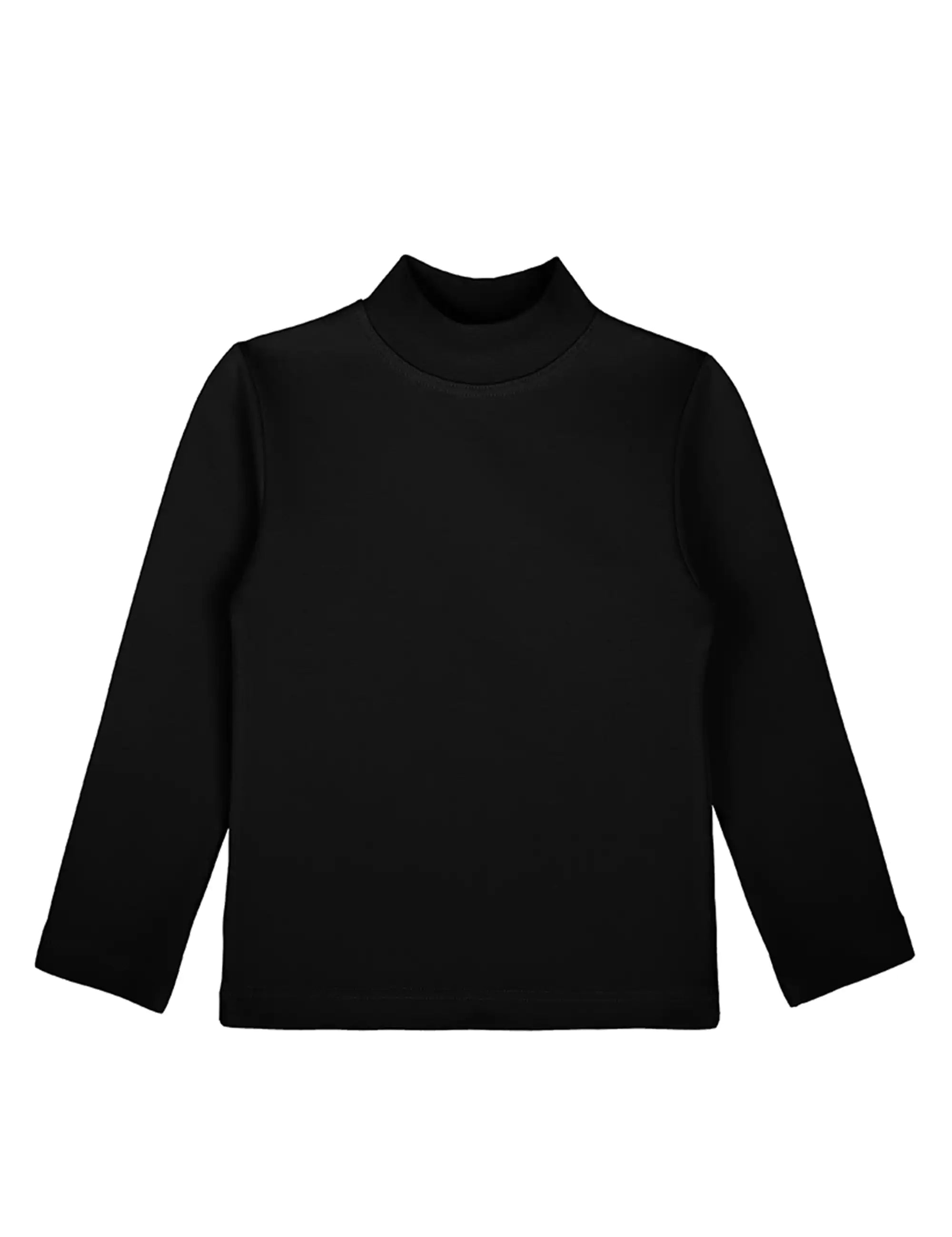 Girls' Basic Mock Turtleneck Long Sleeve Cotton Solid T-Shirt