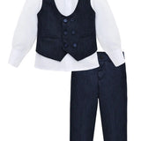 Toddler & Youth Boys 4 Piece Formal Suit Set V-Neck Vest White Dress Shirt Dress Pants and Bowtie 1-5 Years