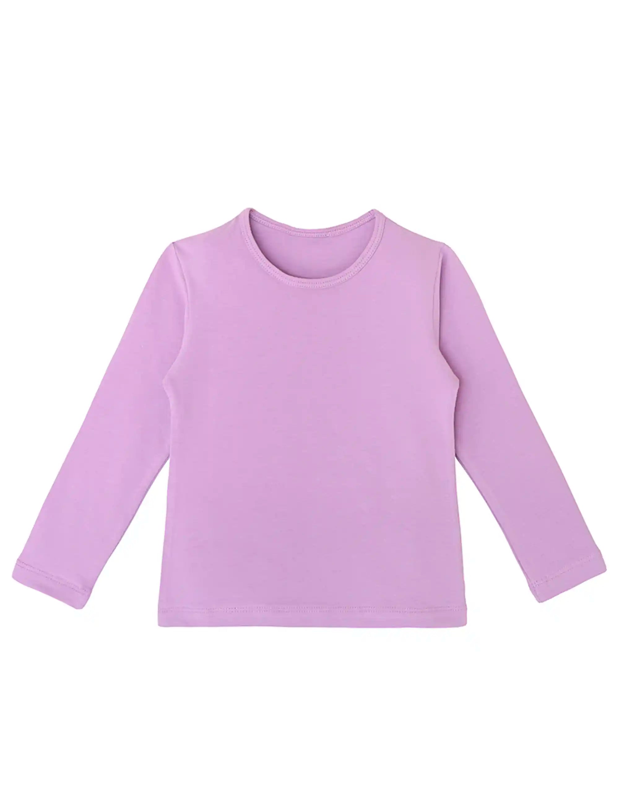 Lilax Girls' Basic Long Sleeve Round Neck Cotton T-Shirt