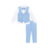 Boys Suit Set Slim Fit Vest, White Dress Shirt, Dress Pants and Bowtie 4 Piece Formal Suit Set