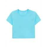 Girls Short Sleeve Crewneck Crop Top Tee