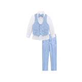 Toddler & Youth Boys 4 Piece Formal Suit Set V-Neck Vest White Dress Shirt Dress Pants and Bowtie 6-12 Years