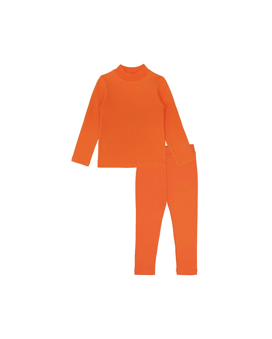 Little Girls Cotton Basic Mock-Neck T-Shirt & Leggings Set