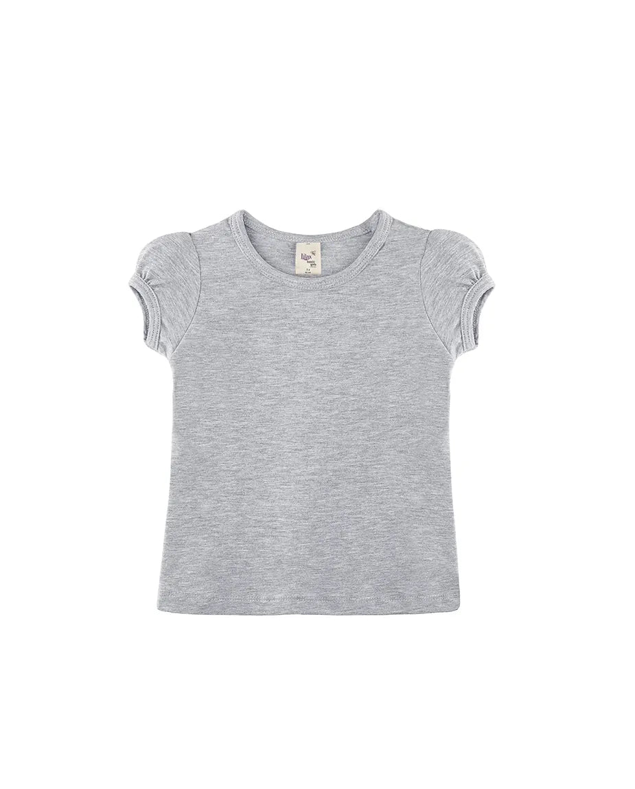 Big Girls Cotton Puff Sleeve Basic Crewneck T-Shirt