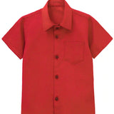 Boys' Button Down Shirt Solid Short Sleeve Classic Solid Oxford Dress Shirt