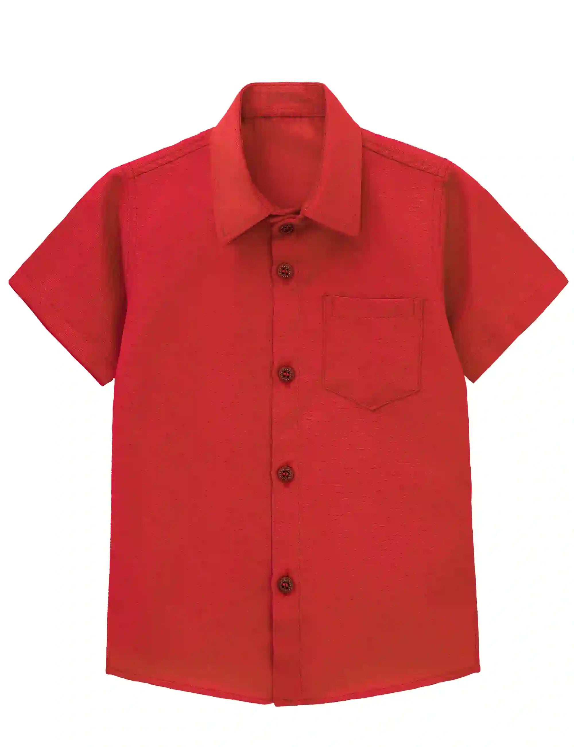 Boys' Button Down Shirt Solid Short Sleeve Classic Solid Oxford Dress Shirt