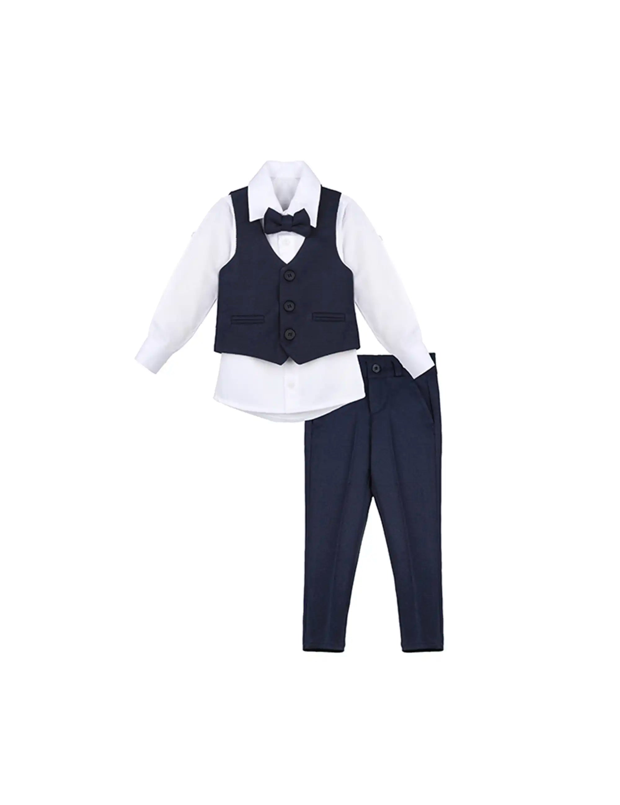 Boys Formal Suit 4 Piece Vest, Pants and Tie Dresswear Suit Set