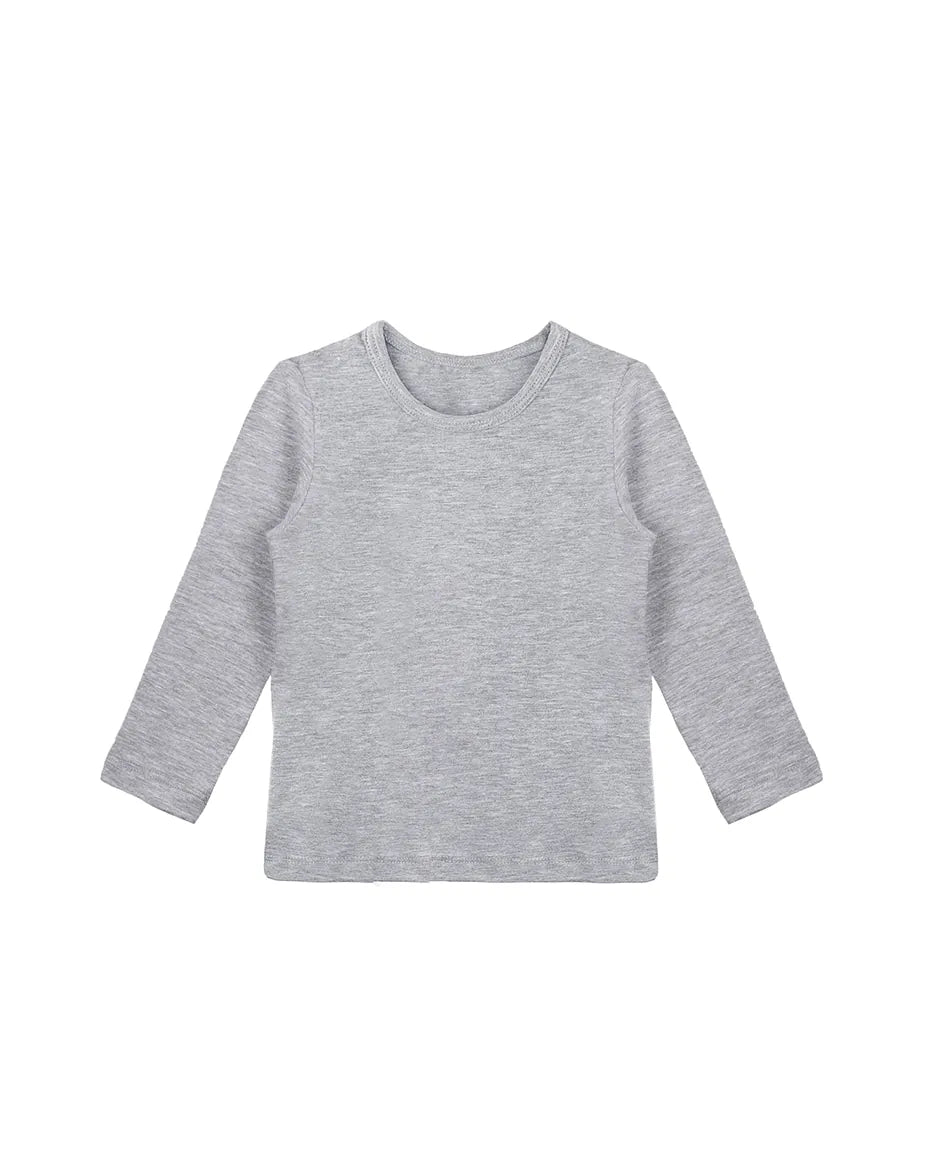 Toddler Cotton Long Sleeve Basic Crewneck T-Shirt
