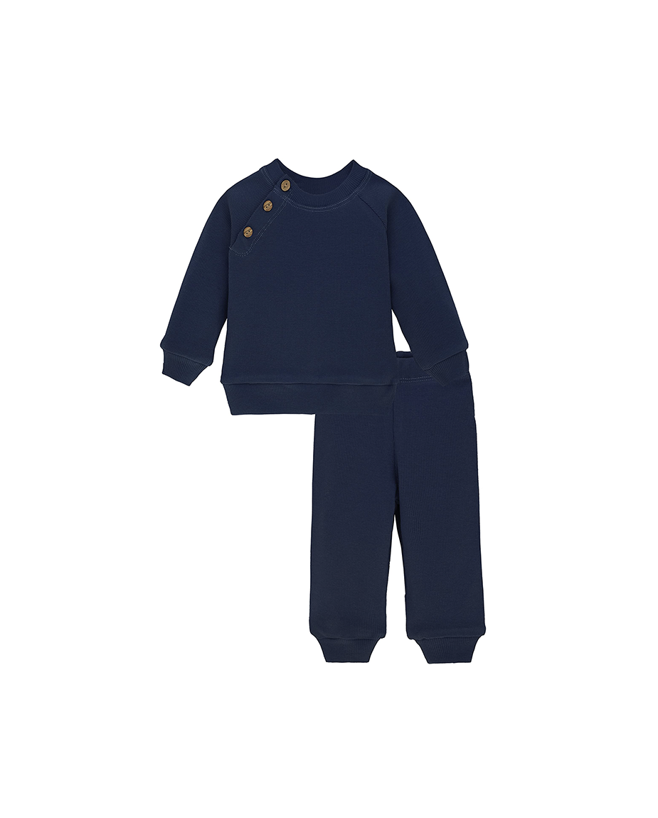 Baby Ribbed Side-Buttoned Sweater Set