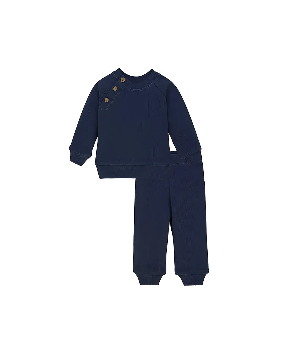 Baby Ribbed Side-Buttoned Sweater Set