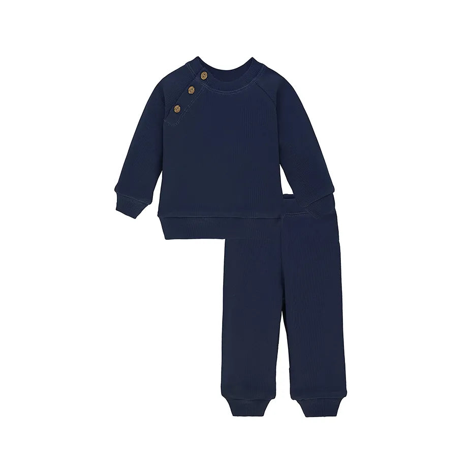 Baby Ribbed Side-Buttoned Sweater Set