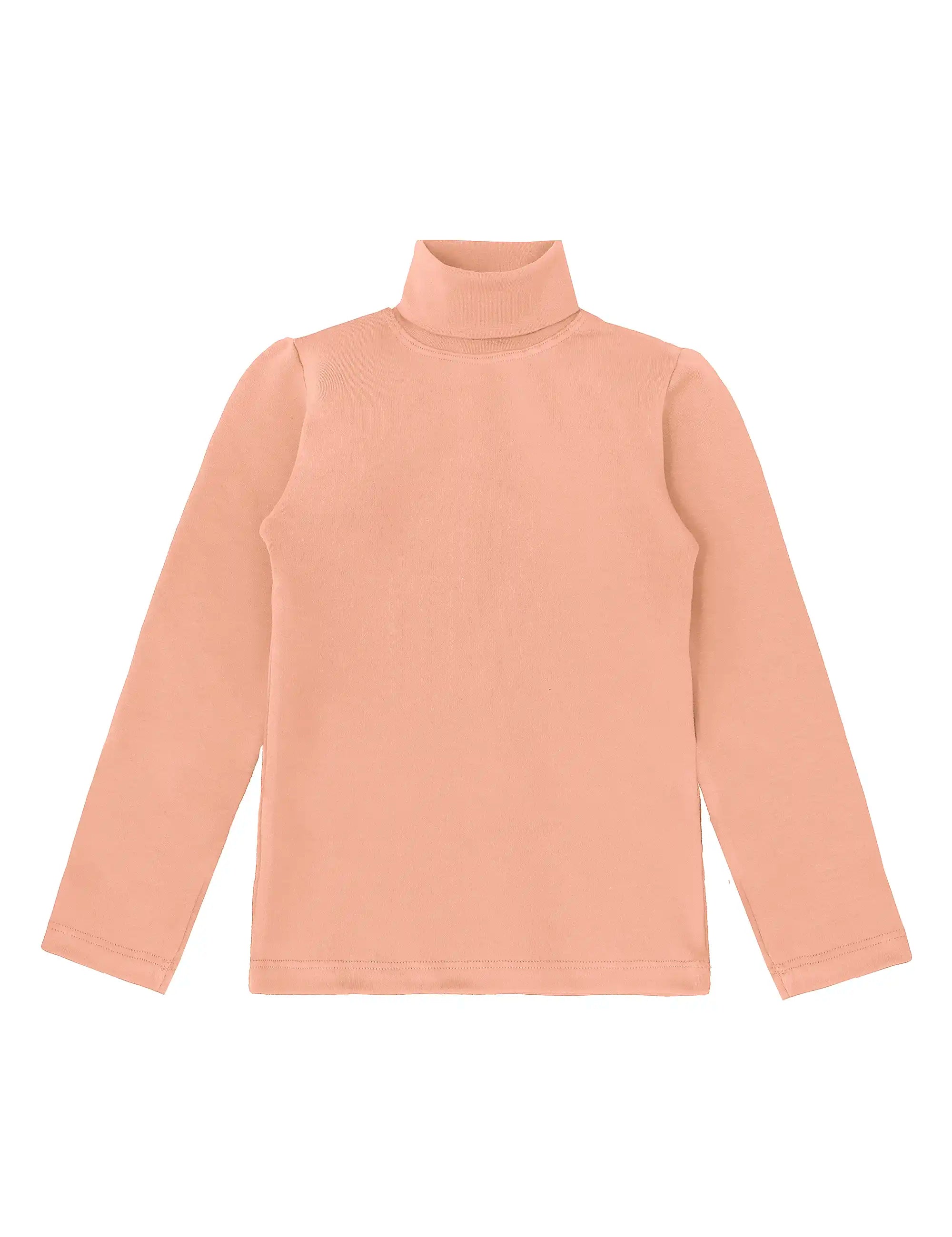 Girls' Basic Long Sleeve Turtleneck Cotton T-Shirt