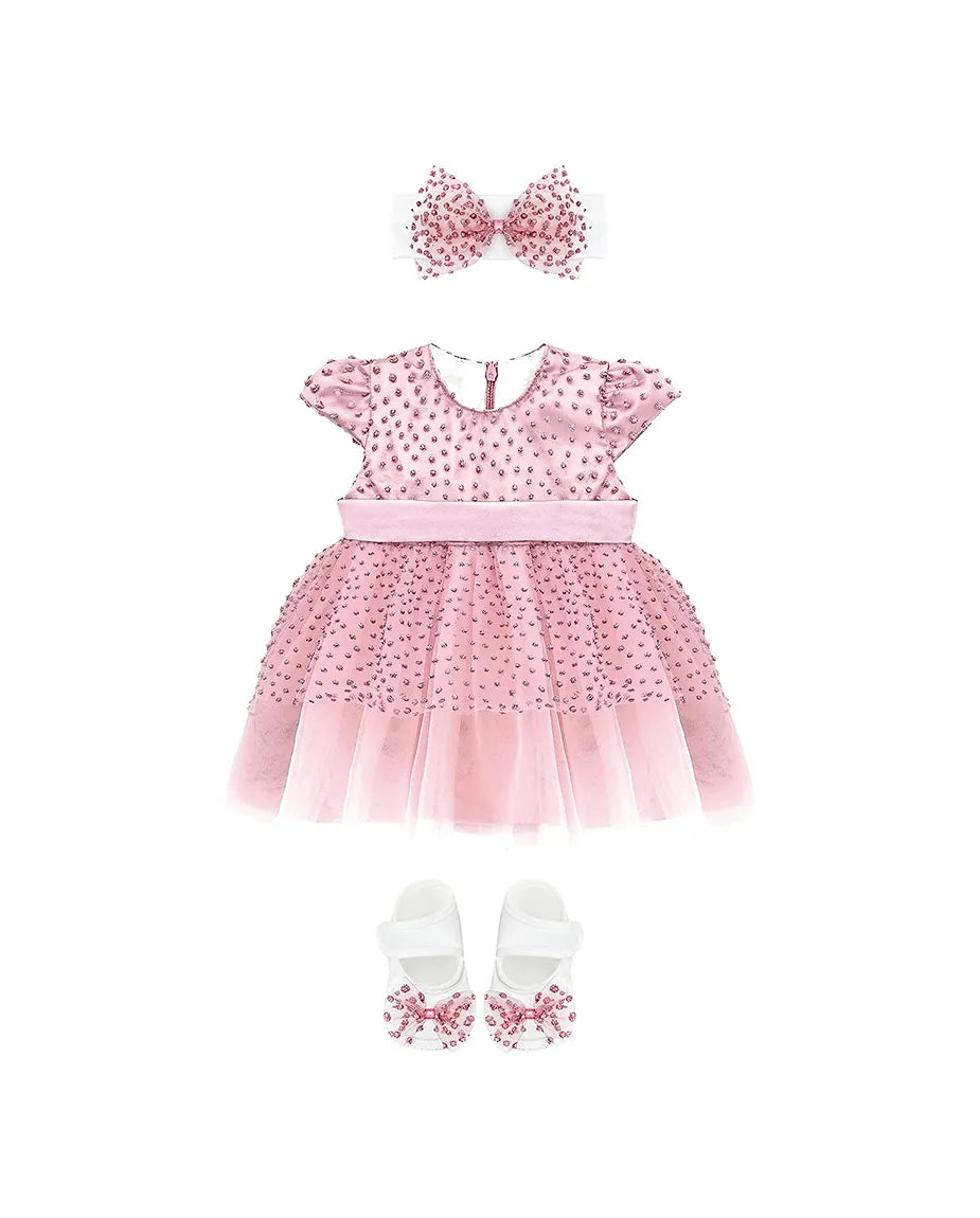 Baby Sparkling Polka Dot Tulle Dress Set