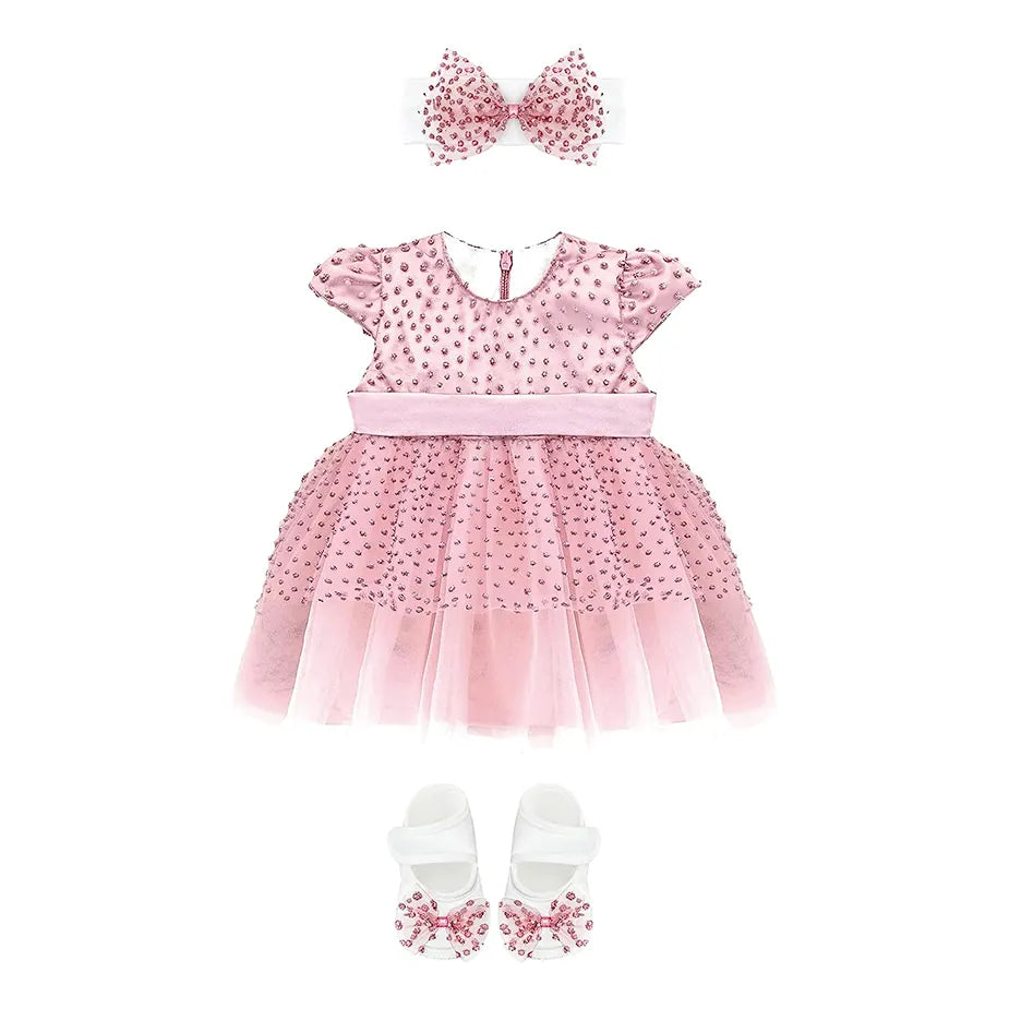 Baby Sparkling Polka Dot Tulle Dress Set