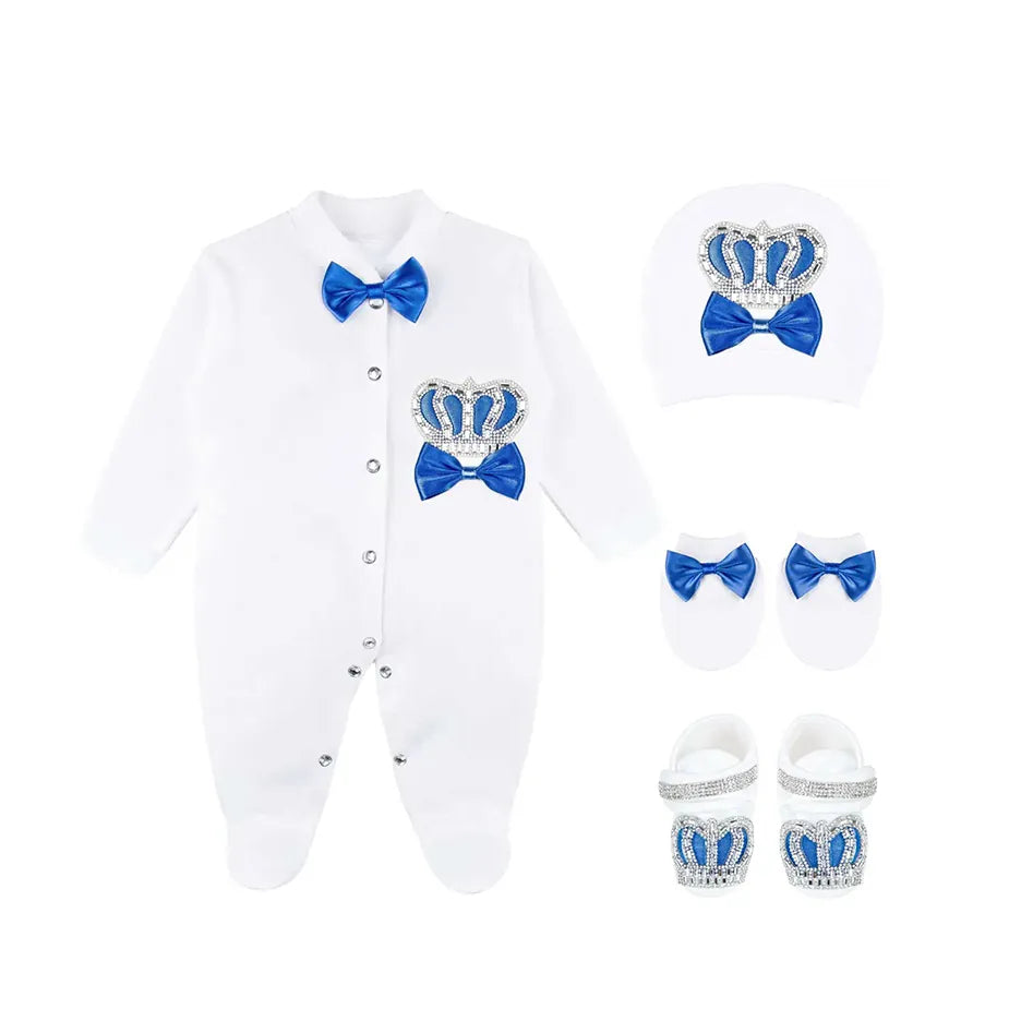 Newborn 4-Piece Jeweled Crown Layette Set