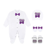 Newborn Baby 4-Piece Cotton Jeweled Layette Gift Set
