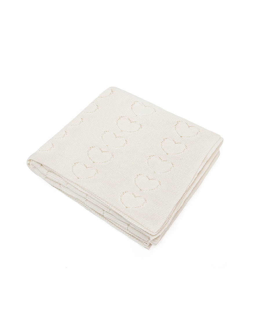Baby Girl Cotton Knit Heart Receiving Blanket