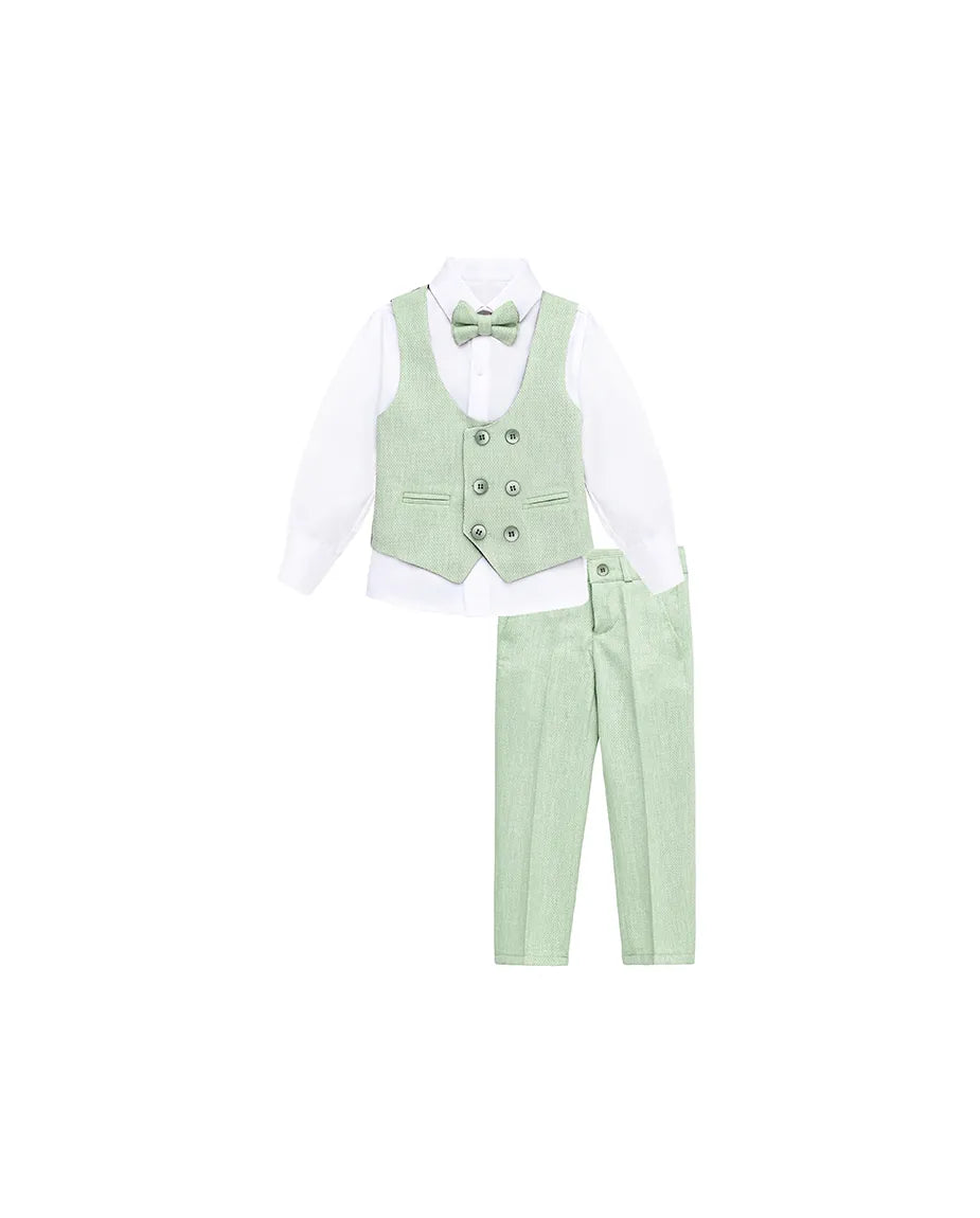 Boys 4-Piece Slim Fit Textured Suit Set