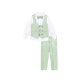 Boys 4-Piece Slim Fit Textured Suit Set