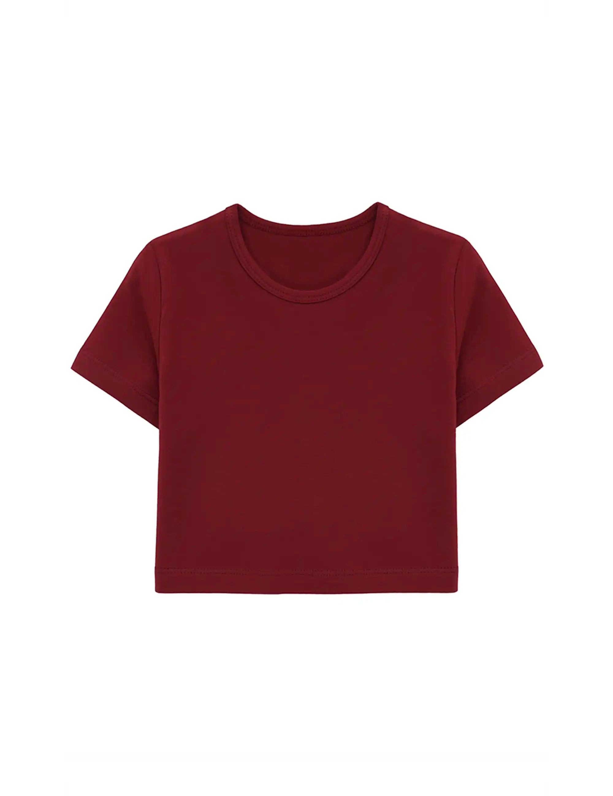 Girls Short Sleeve Crewneck Crop Top Tee
