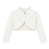 Baby Girls' Long Sleeve Knit One Button Closure Bolero Shrug