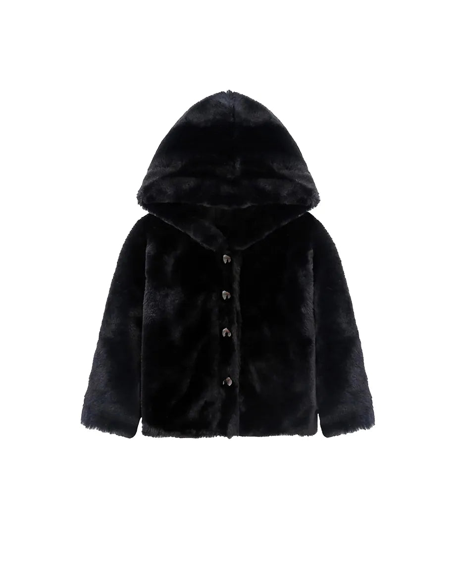 Cozy Girls' Hooded Jacket Faux Fur Winter Coat