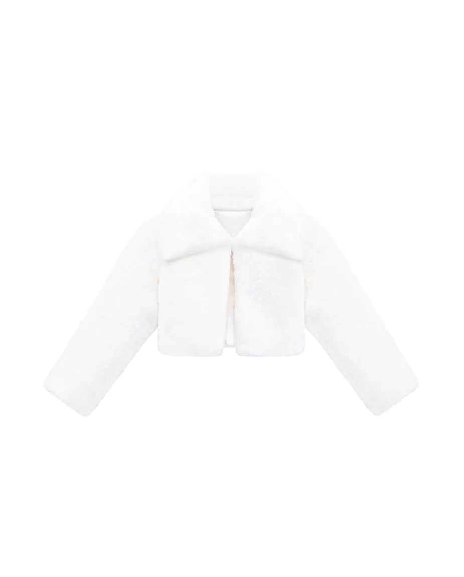 Girls Buttoned Oversize Collared Bolero Shrug