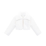 Girls Buttoned Oversize Collared Bolero Shrug