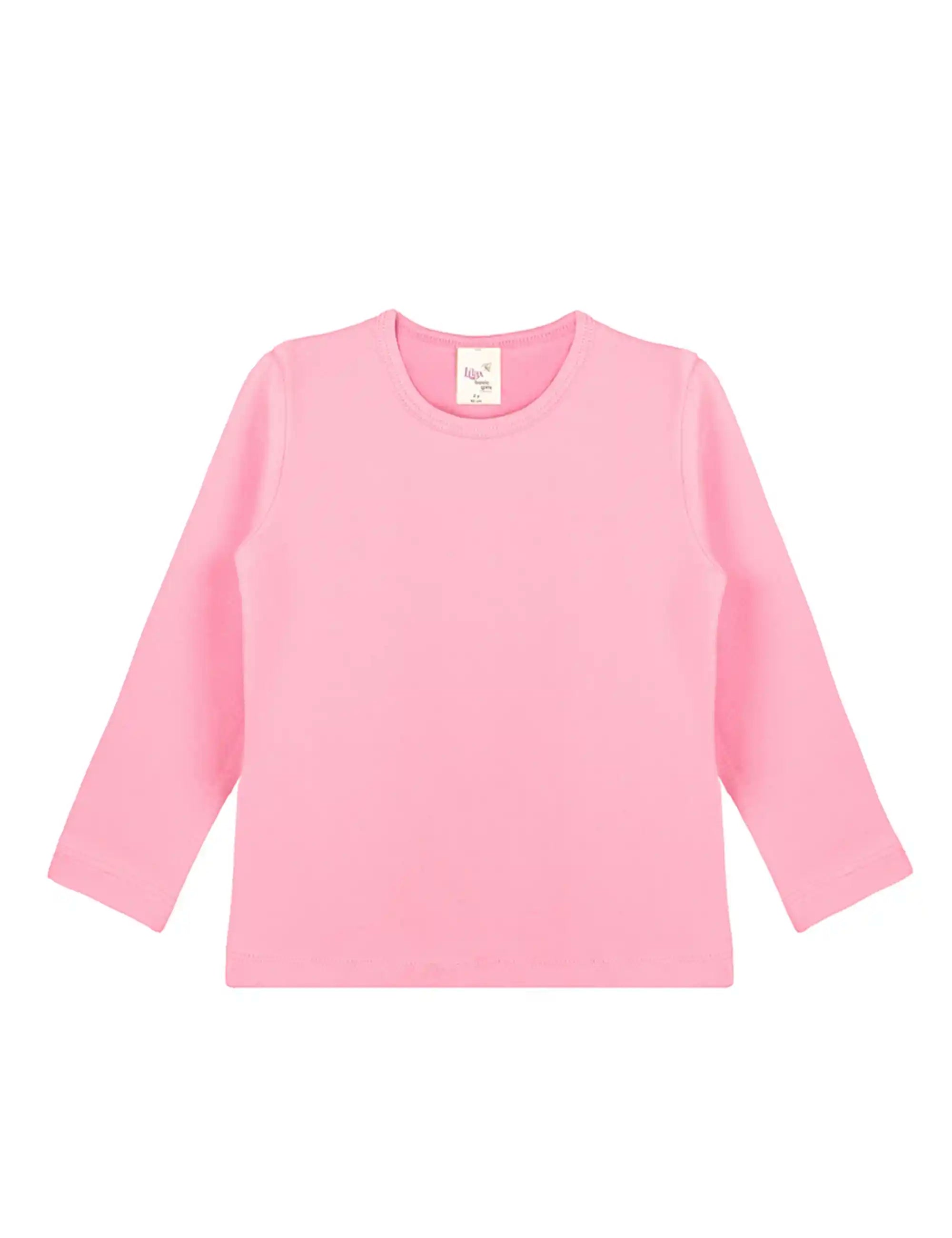 Lilax Girls' Basic Long Sleeve Round Neck Cotton T-Shirt