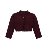 Girls' Bolero Cardigan Shrug Knit Long Sleeve Button Closure