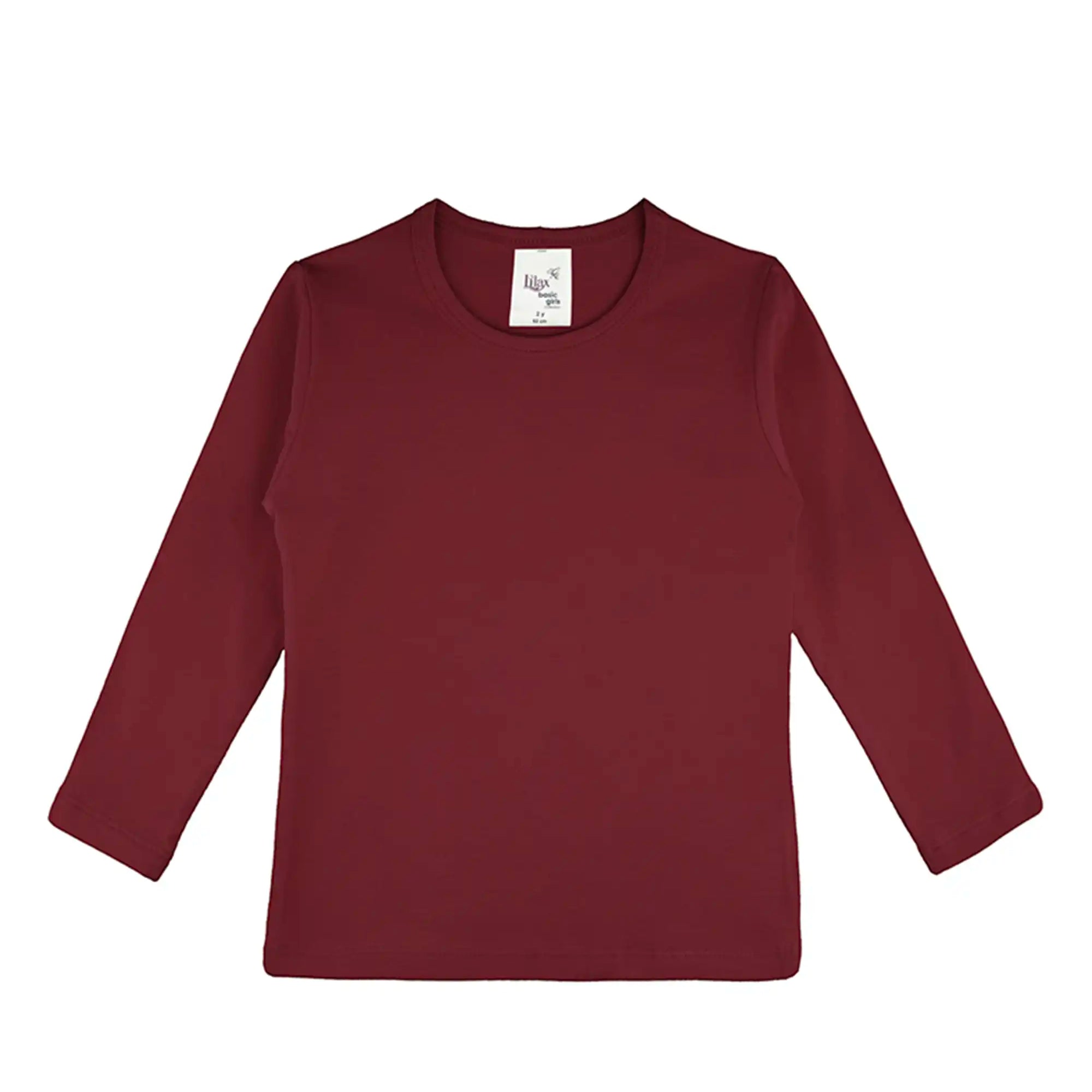 Lilax Girls' Basic Long Sleeve Round Neck Cotton T-Shirt