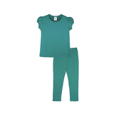 Little Girls Cotton Basic Puff Sleeve T-Shirt & Leggings Set