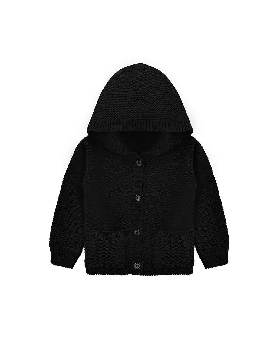 Baby Boy Hooded Button Down Knit Cardigan Sweater