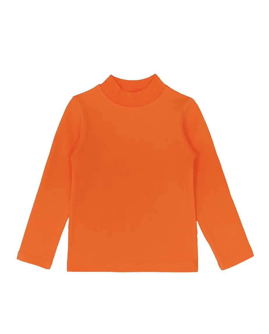 Girls' Basic Mock Turtleneck Long Sleeve Cotton Solid T-Shirt / 9 to 12 Years