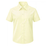 Lilax Boys Classic Short Sleeve Button Down Casual Solid Dress Shirt