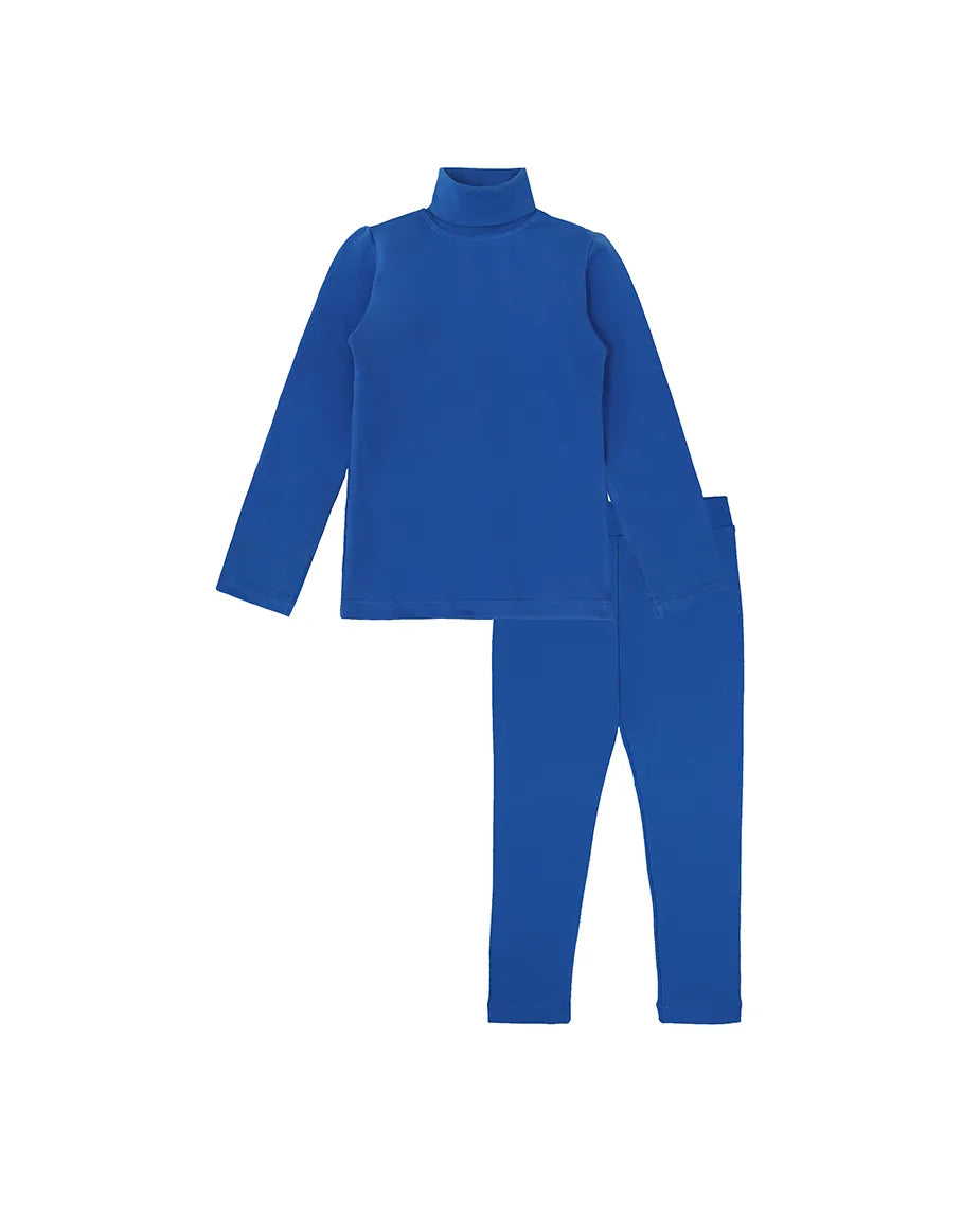 Little Girls Cotton Basic Turtleneck Shirt & Leggings Set