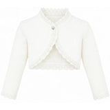Little Girls' Knit Long Sleeve Button Closure Bolero Cardigan Shrug