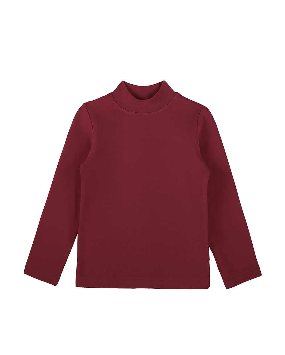 Big Girls Cotton Long Sleeve Basic Mock-Neck T-Shirt