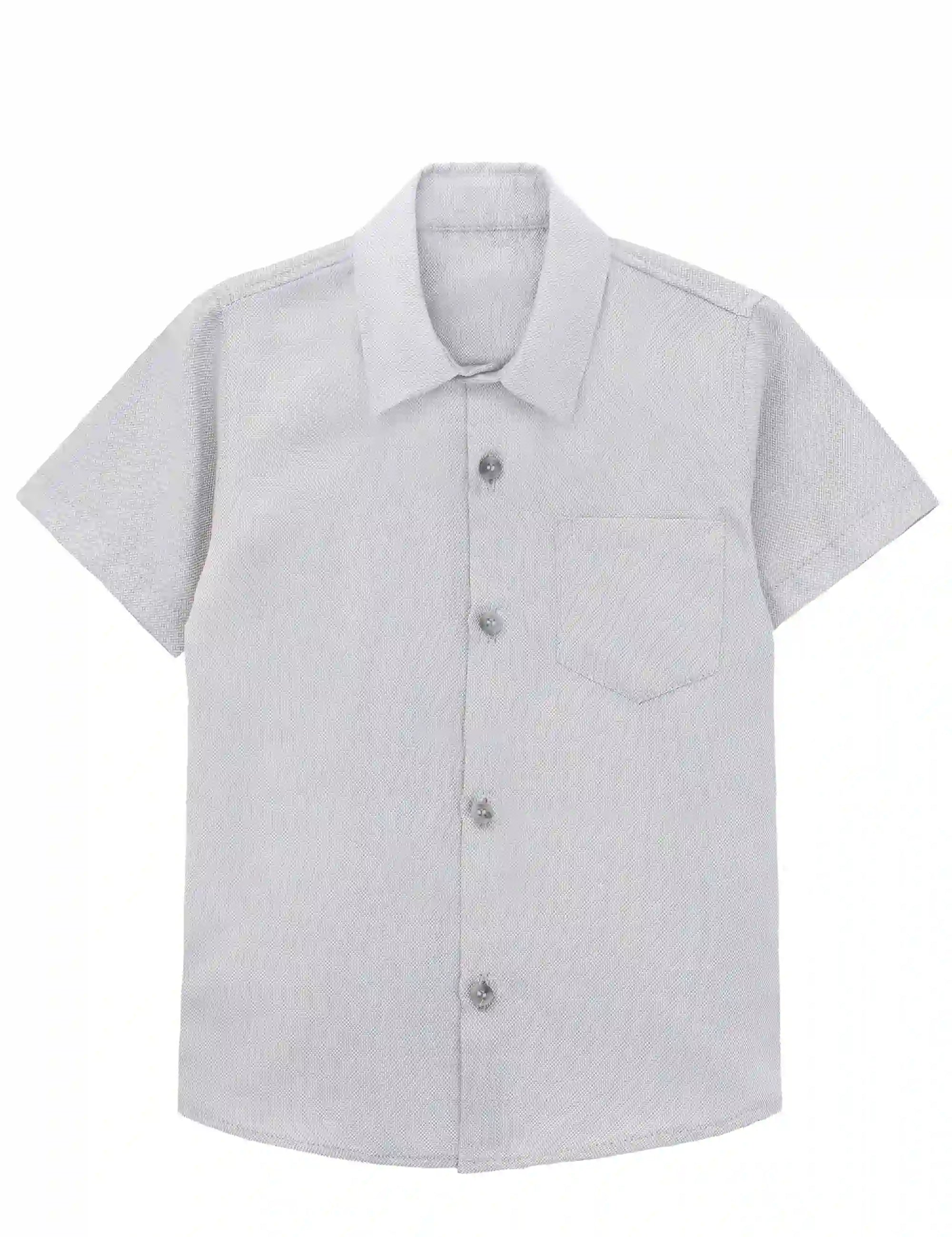 Boys' Button Down Shirt Solid Short Sleeve Classic Solid Oxford Dress Shirt