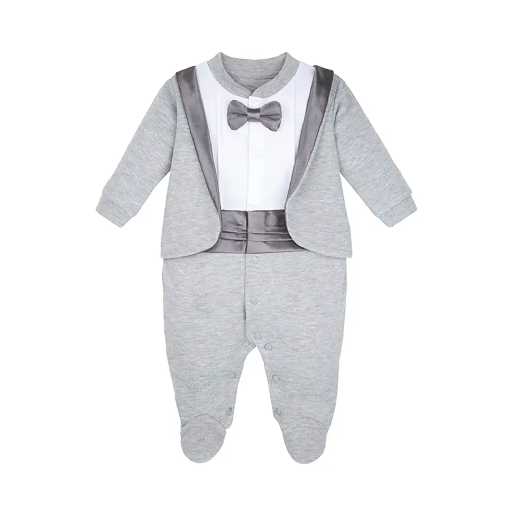 Baby Boy Footie Tuxedo Outfit with Bow Tie for Christmas Holidays - The Perfect Gentleman Look