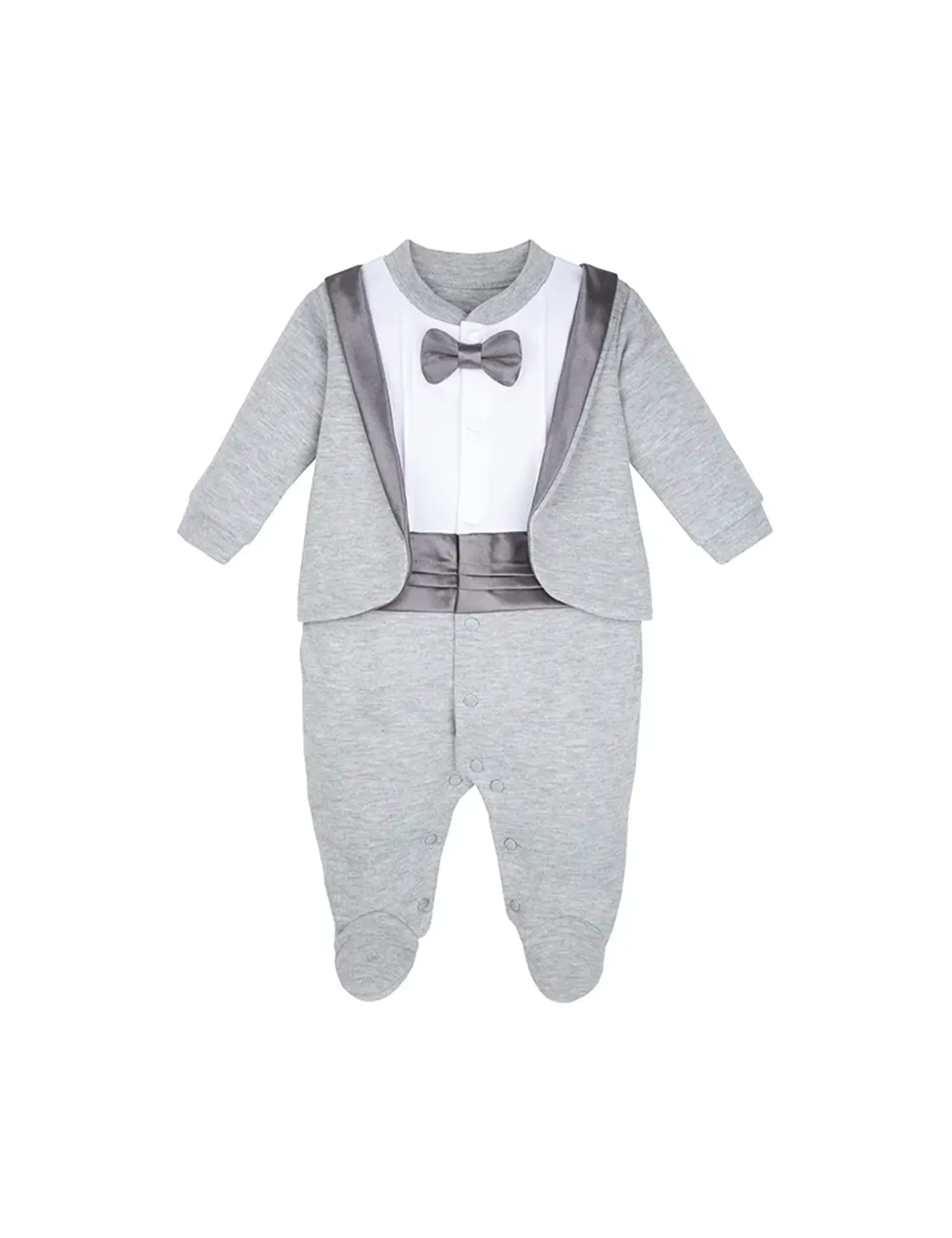 Baby Boy Footie Tuxedo Outfit with Bow Tie for Christmas Holidays - The Perfect Gentleman Look