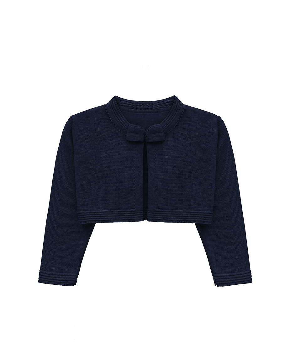 Baby Girls' Knit Long Sleeve Sweater, Bowknot Closure Bolero Cardigan