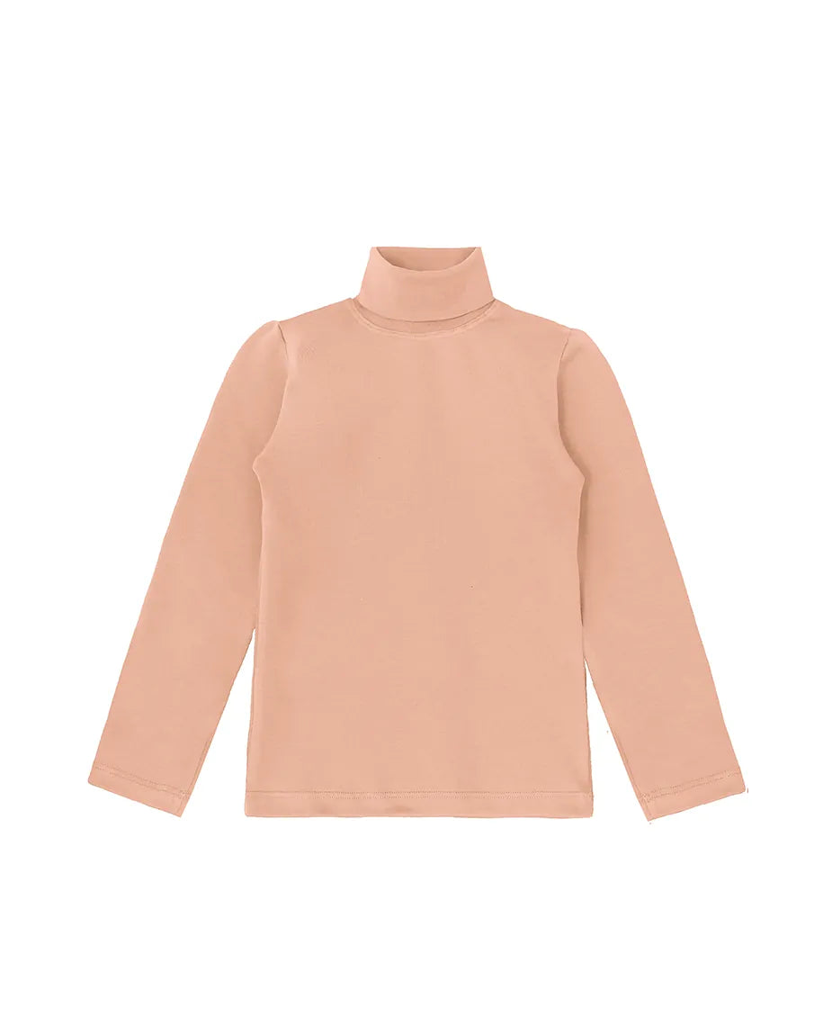 Little Girls Cotton Long Sleeve Basic Turtleneck T-Shirt